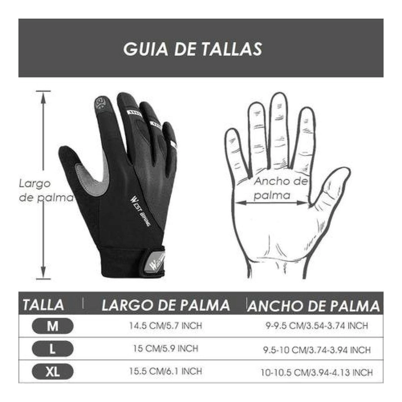 GUANTES WEST BIKING MTB Y RUTA DEDO LARGO BICICLETA - 9