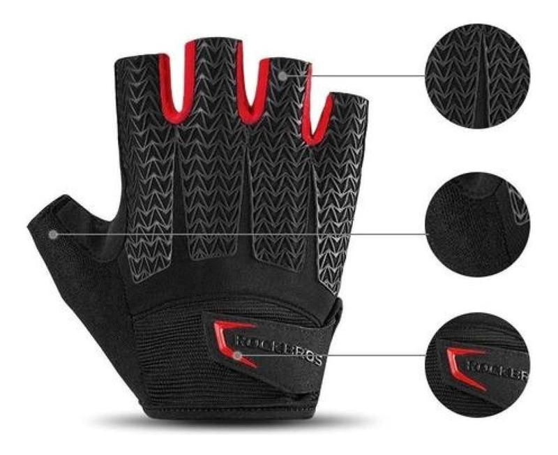 GUANTES ROCKBROS CON GEL MTB RUTA SIN DEDOS BICICLETA - 1