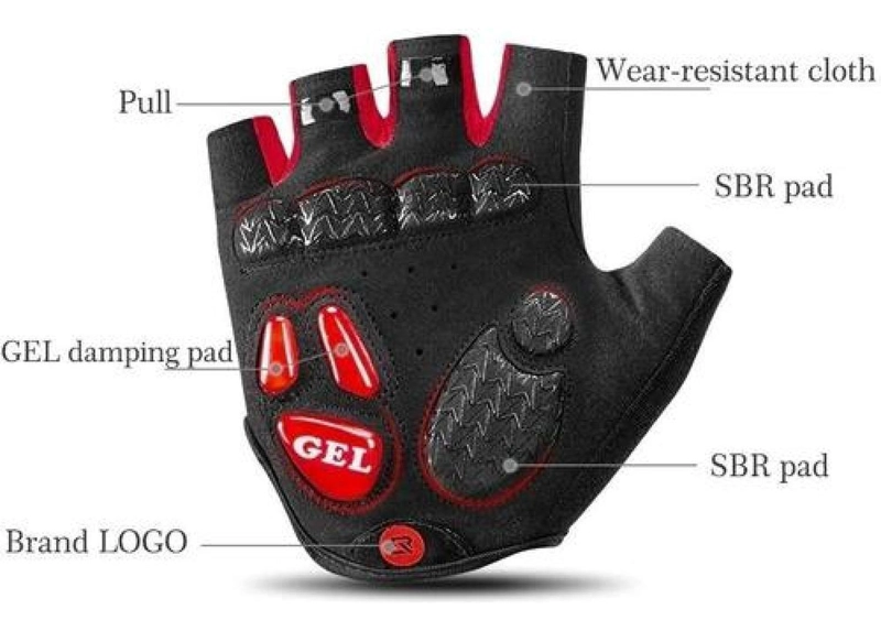 GUANTES ROCKBROS CON GEL MTB RUTA SIN DEDOS BICICLETA - 5