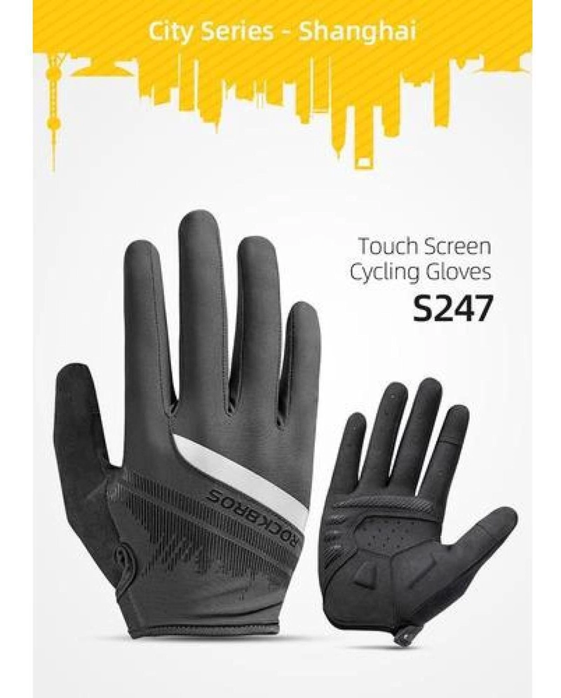 GUANTES REFLECTANTES ROCKBROS, MTB RUTA DEDO LARGO BICICLETA - 4
