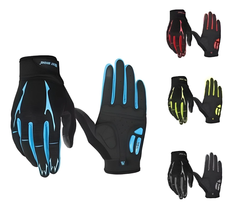 GUANTES WEST BIKING CON GEL, RUTA Y MTB DEDO LARGO BICICLETA Azul M