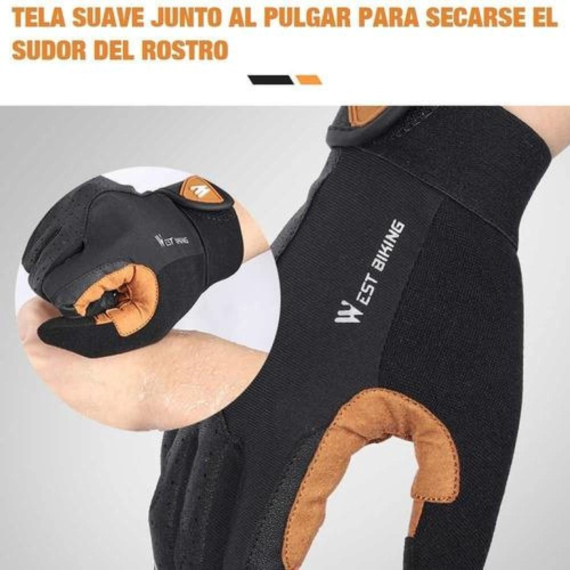 GUANTES WEST BIKING MTB Y RUTA DEDO LARGO BICICLETA - 3