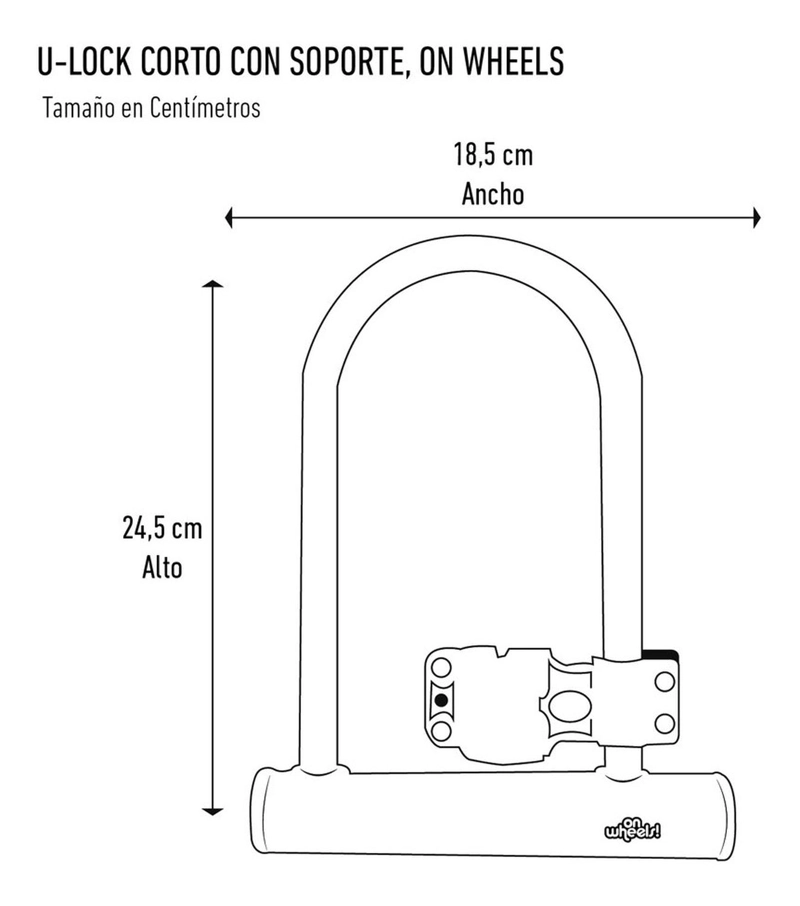 CANDADO ON WHEELS BICICLETA TIPO U-LOCK 24 CM CON SOPORTE - 4
