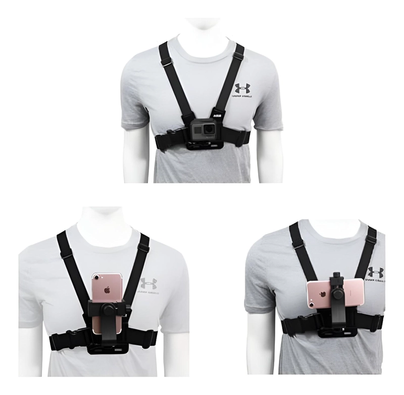 ARNES DE PECHO 2 EN 1 PARA GOPRO Y CELULAR CÁMARA DE ACCIÓN - 1