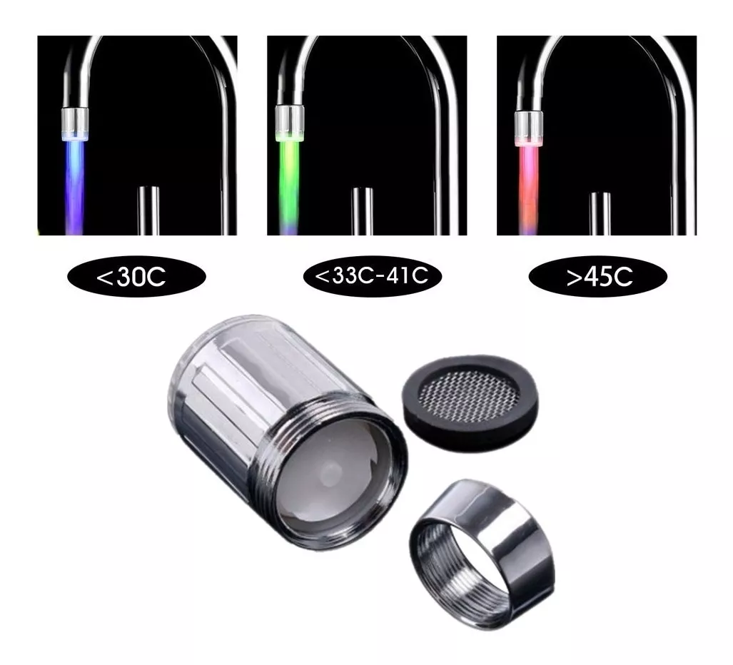 ADAPTADOR OEM LLAVE LAVAPLATOS LUZ LED SENSOR TEMPERATURA - 2