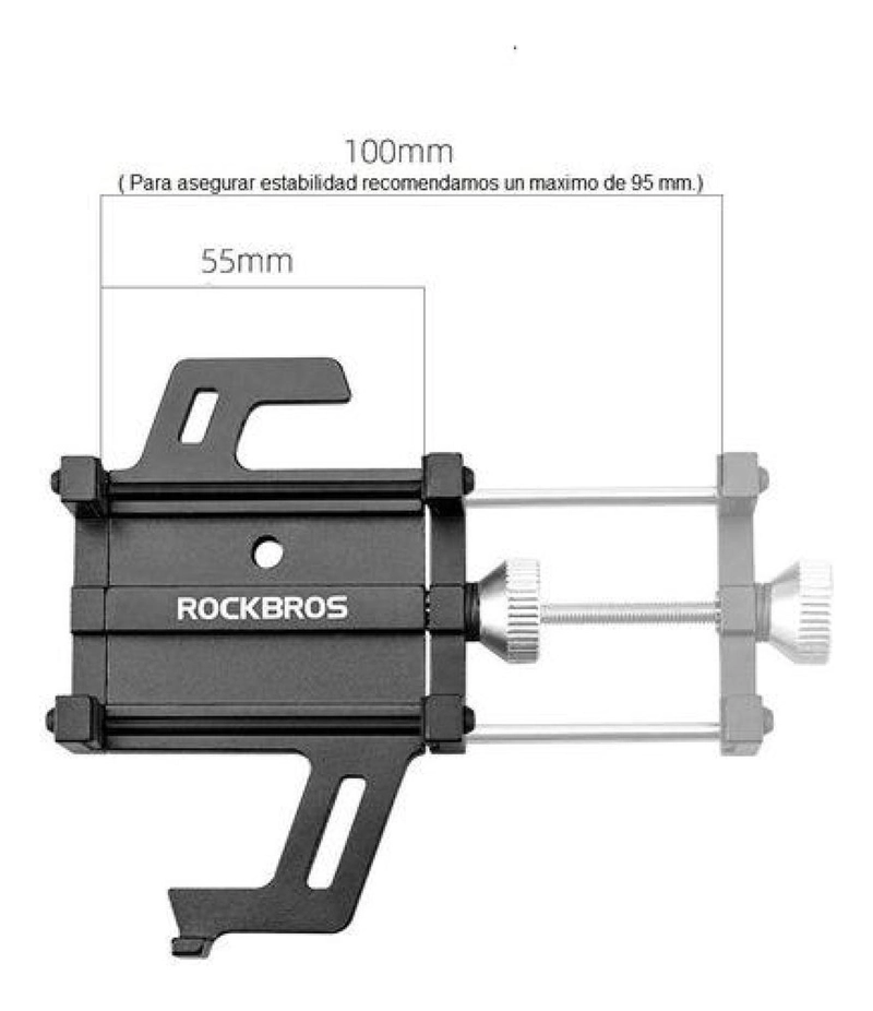 SOPORTE CELULAR ROCKBROS ALUMINIO 5 PUNTOS AGARRE MOTO BICI NEGRO - 4
