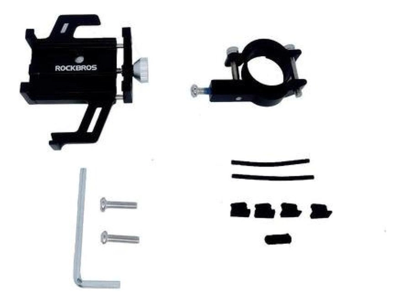 SOPORTE CELULAR ROCKBROS ALUMINIO 5 PUNTOS AGARRE MOTO BICI NEGRO - 9