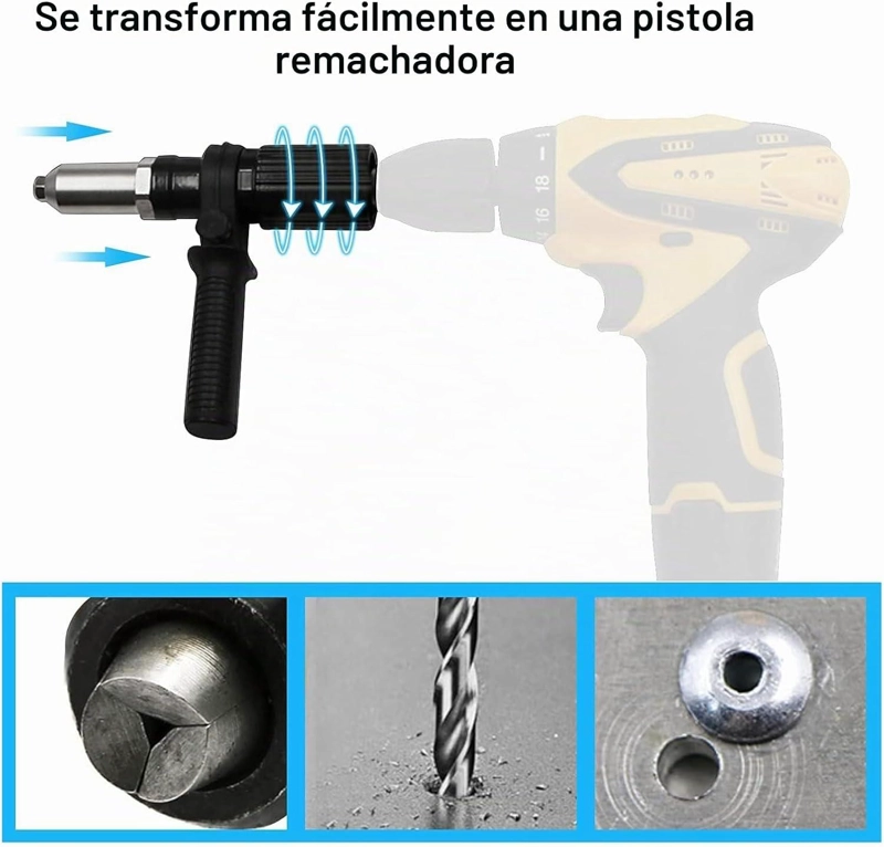 REMACHADORA PARA TALADRO ADAPTADOR REMACHES POP 4 CABEZALES - 3
