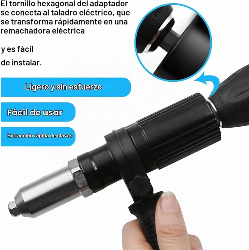 REMACHADORA PARA TALADRO ADAPTADOR REMACHES POP 4 CABEZALES - 5