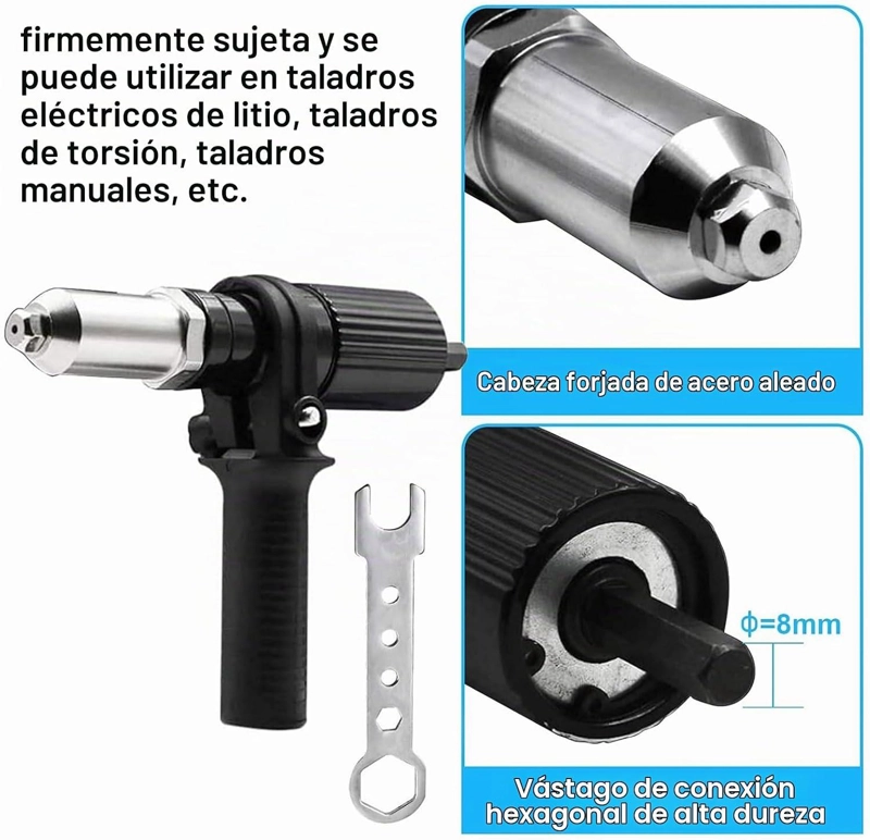 REMACHADORA PARA TALADRO ADAPTADOR REMACHES POP 4 CABEZALES - 6