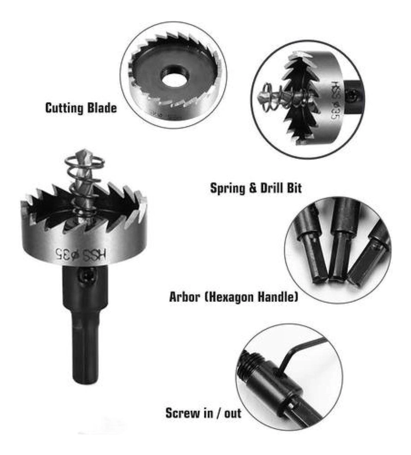SET BROCAS CIRCULAR SACABOCADO HSS METAL 16-18.5-20-15-30MM - 5