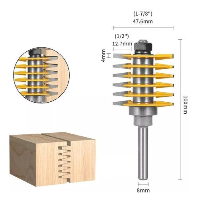 FRESA JUNTAS DE DEDO ROUTER CARPINTERIA ENSAMBLE MILANO 8 X 47.6 X 4 (MM) - 2