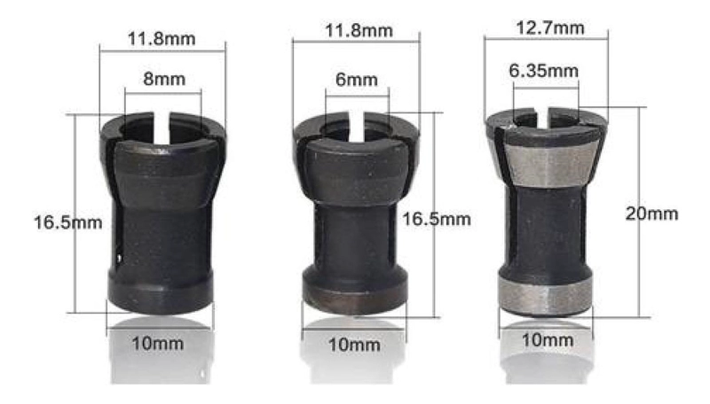 3 ADAPTADORES DE FRESA BROCA PARA 1/4 PULGADA, 6, Y 8 MM - 2