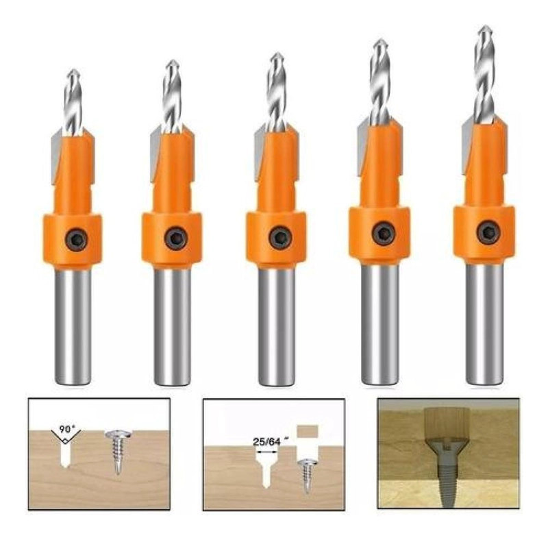 SET 5 BROCAS AVELLANADO 1/2 PARA ROUTER CARPINTERÍA 2.8-4 MM - 1
