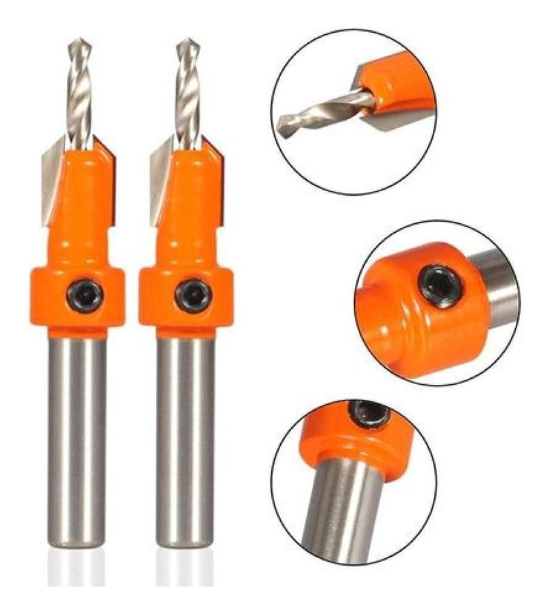 SET 5 BROCAS AVELLANADO 1/2 PARA ROUTER CARPINTERÍA 2.8-4 MM - 3