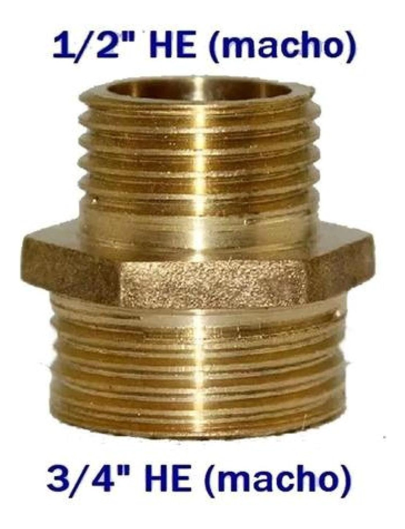 CONECTOR 1/2 X 3/4 (HE /HE ) NIPLE ADAPTADOR BAÑO LAVADORA - 2