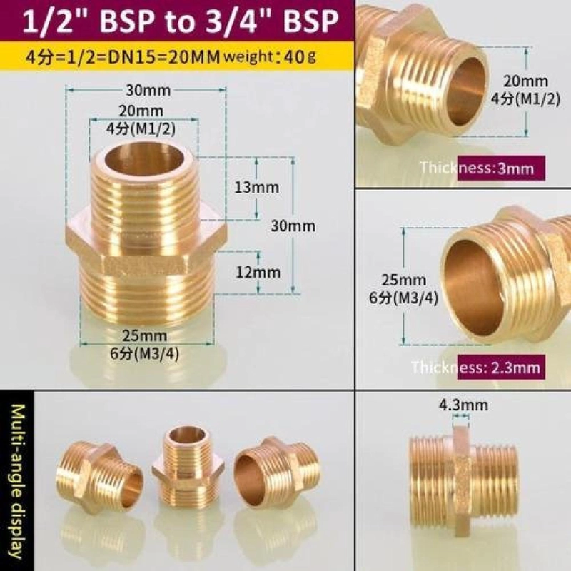 CONECTOR 1/2 X 3/4 (HE /HE ) NIPLE ADAPTADOR BAÑO LAVADORA - 5
