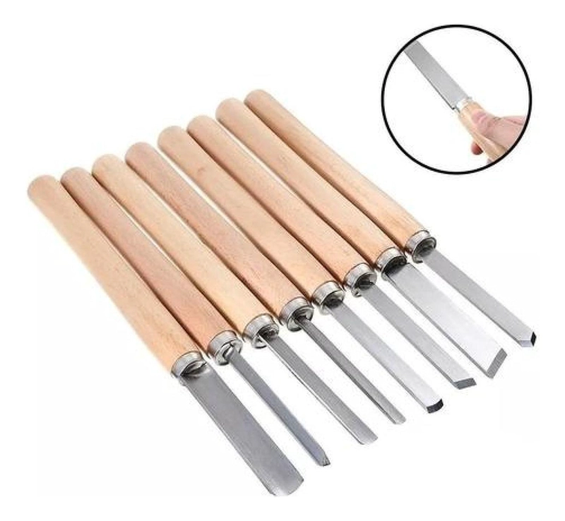 SET HERRAMIENTAS GUBIAS 8 PIEZAS CINCELES TORNO MADERA CARPINTERIA - 1