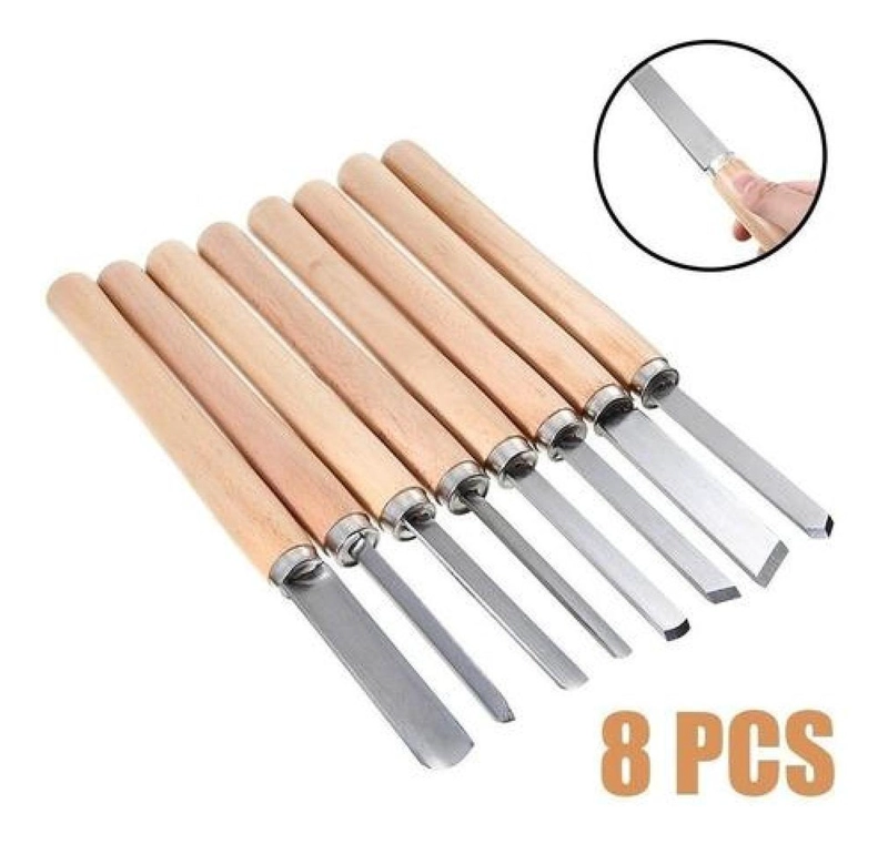 SET HERRAMIENTAS GUBIAS 8 PIEZAS CINCELES TORNO MADERA CARPINTERIA - 2