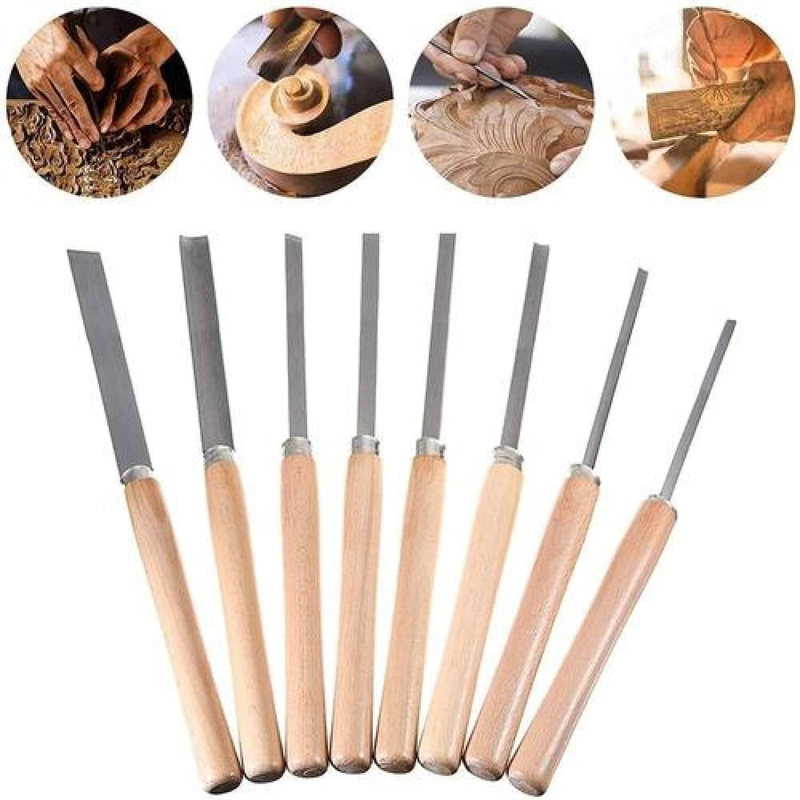 SET HERRAMIENTAS GUBIAS 8 PIEZAS CINCELES TORNO MADERA CARPINTERIA - 5