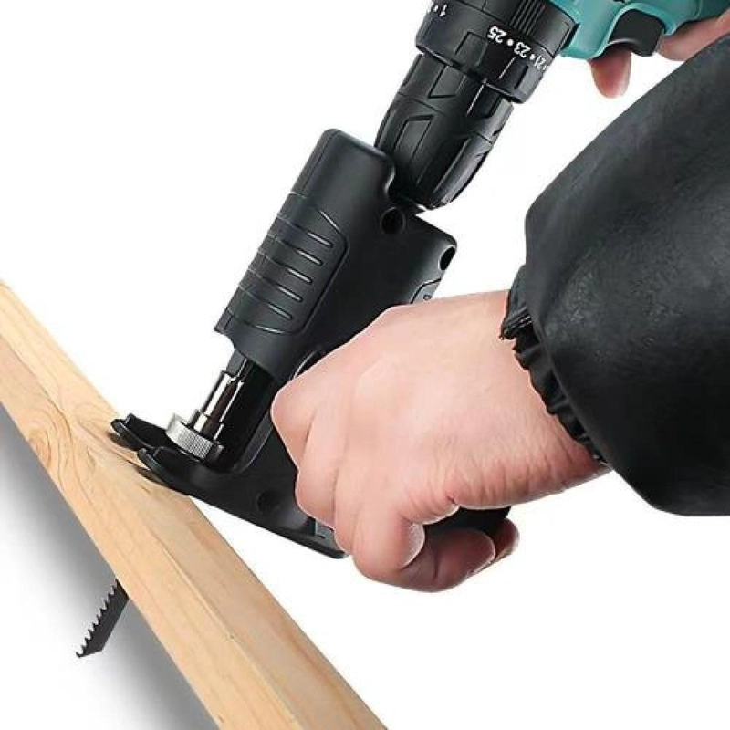 ADAPTADOR DE SIERRA PARA TALADRO + 3 HOJAS MADERA METAL PVC NEGRO - 3