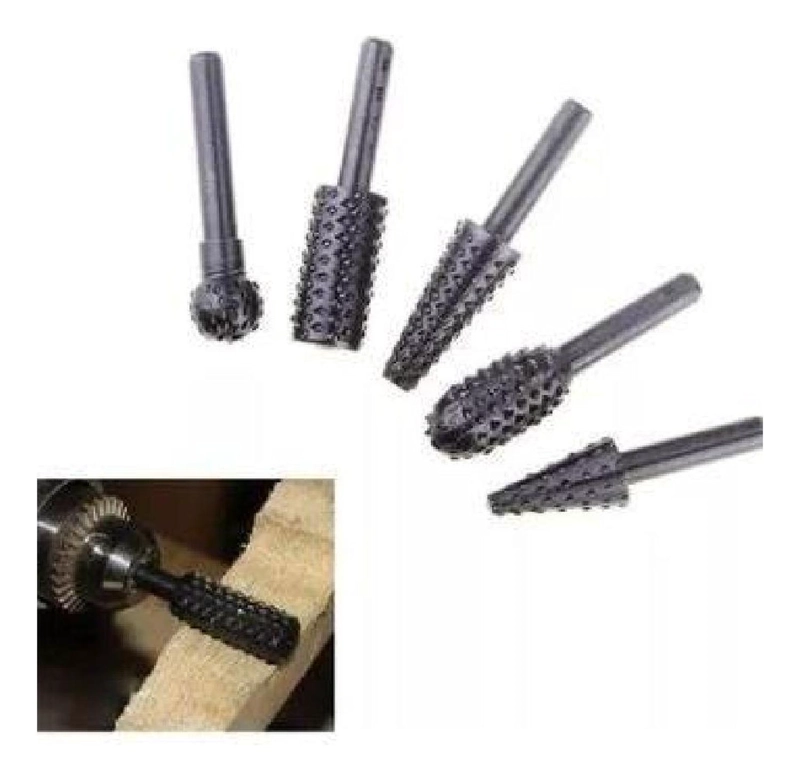 SET 5 FRESAS ROTATIVAS MADERA METAL TALADRO Y DREMEL LIMA - 2