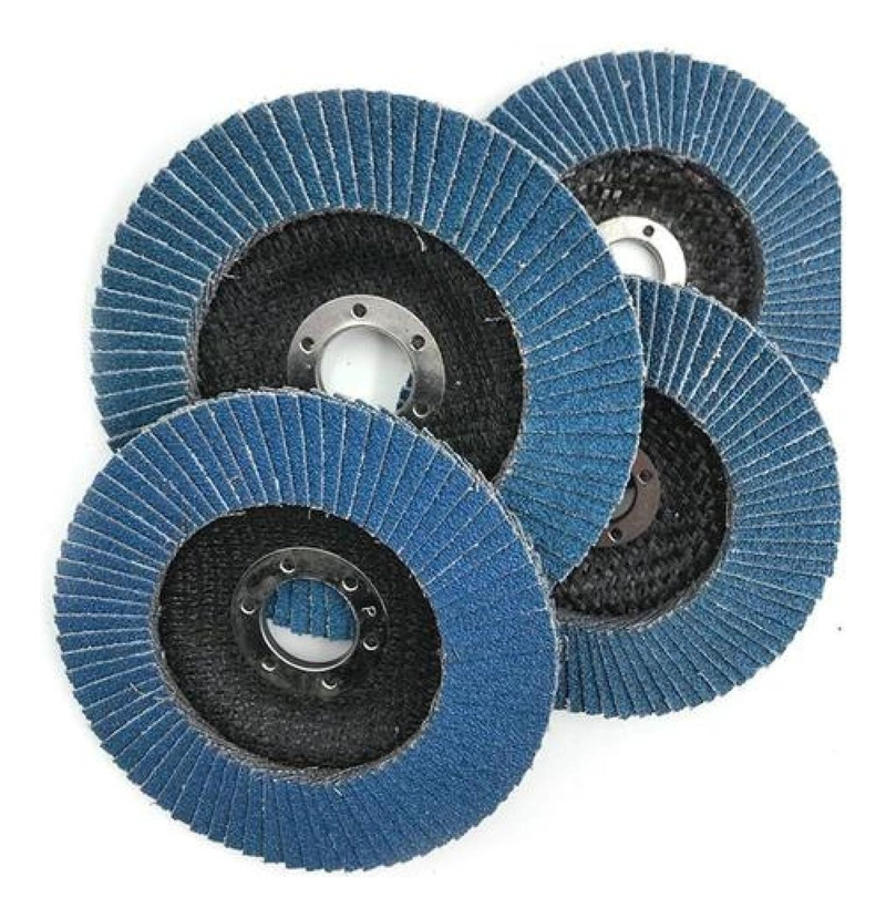 SET 5 DISCOS FLAP 4 1/2 GRANO 120 LIJA METAL 115 MM AZUL - 3