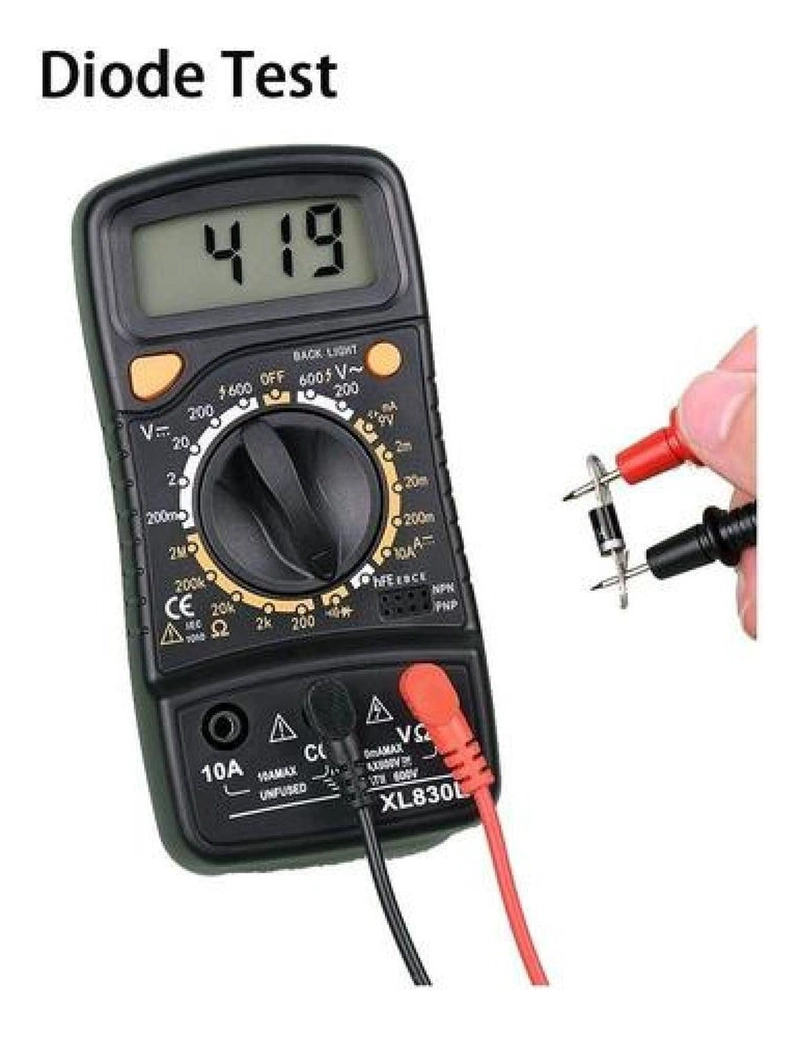 MULTIMETRO PROFESIONAL TESTER PANTALLA DIGITAL LCD + BATERIA - 7