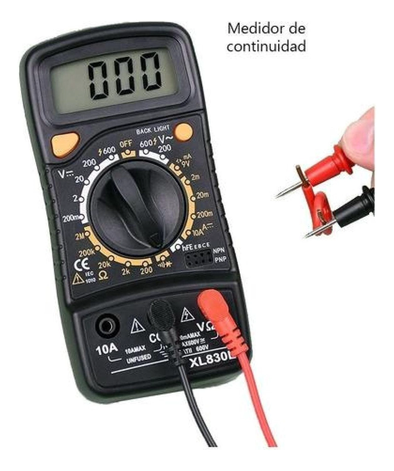 MULTIMETRO PROFESIONAL TESTER PANTALLA DIGITAL LCD + BATERIA - 9