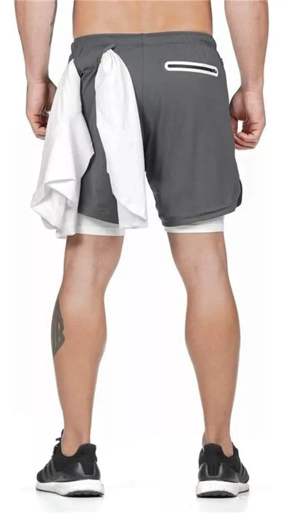 SHORT HOMBRE GIMNASIO CON CALZA Y BOLSILLO PARA CELULAR - 3