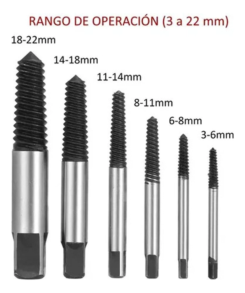 SET HERRAMIENTAS EXTRACTOR 6 PIEZAS TORNILLOS PERNOS DAÑADOS ROTOS - 2