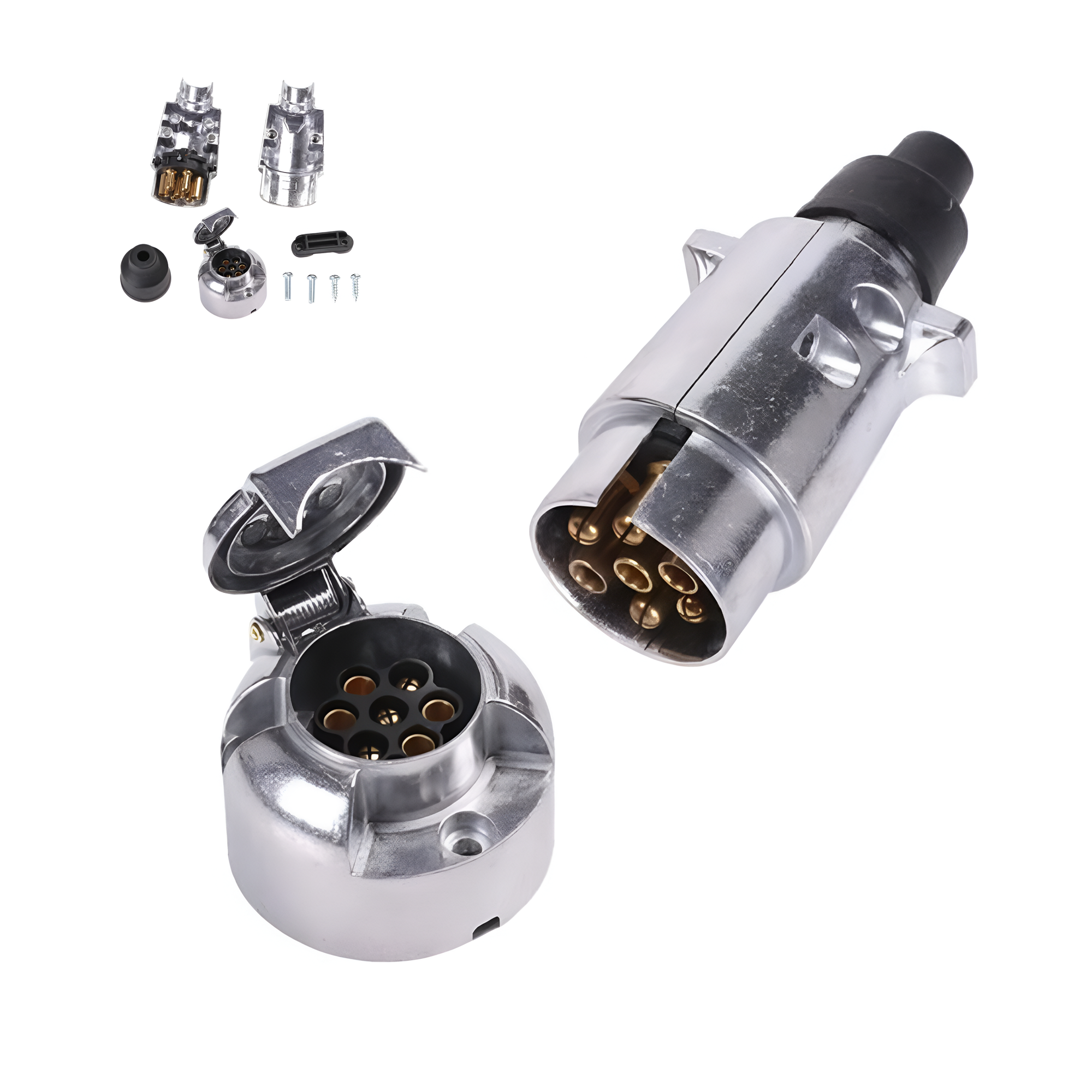 SET ENCHUFE 7 PIN MACHO HEMBRA CARRO ARRASTRE REMOLQUE - 1