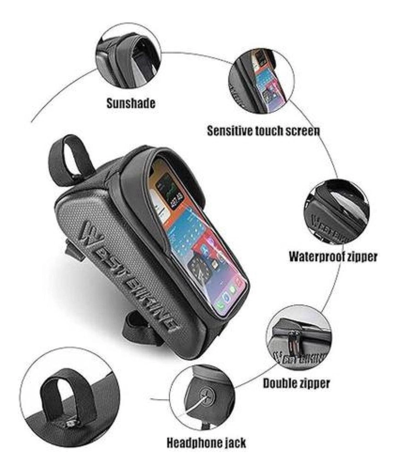 BOLSO WEST BIKING SOPORTE PORTA CELULAR Y BOLSA BICICLETA IMPERMEABLE - 2