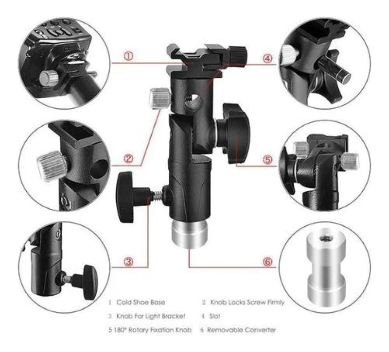 SWIVEL SOPORTE DE ZAPATA PARA FLASH Y PARAGUAS METAL - 7