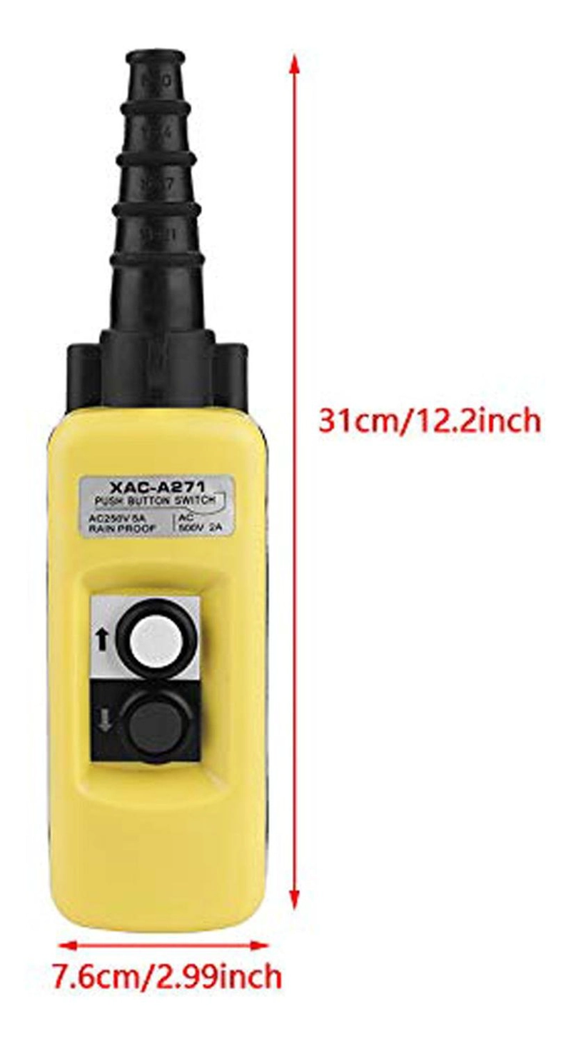 BOTONERA SWITCH PUENTE GRUA DOS BOTONES COLGANTE SUBIR BAJAR AMARILLO - 3