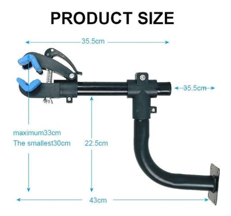 SOPORTE MURAL PARA BICICLETAS 30KG GIRO 360° TIPO PINZA NEGRO - 6