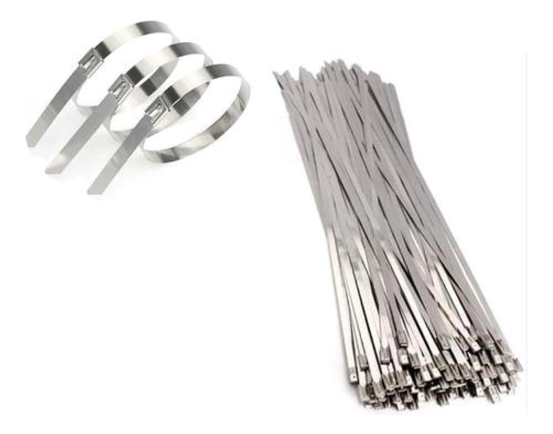 SET HERRAMIENTAS FLEJES 100 PIEZAS METALICOS C HEBILLA SEGURIDAD 4.6 X 200 MM ZUNCHO - 1