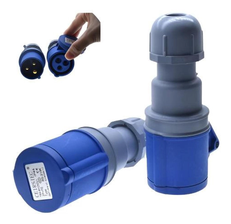 SET ENCHUFE AZUL INDUSTRIAL MACHO Y HEMBRA 3PINES 16A - 1