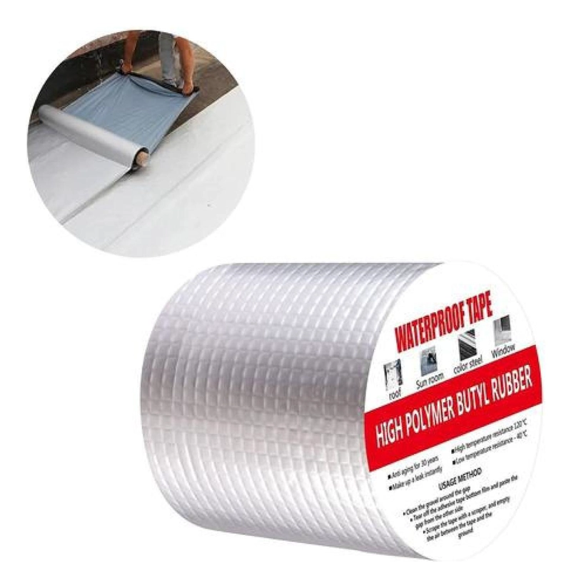 CINTA ADHESIVA REPARACIÓN FILTRACION 5 M X 10 CM SELLADO GOTERA IMPERMEABL TECHO VENTANA 5 M X 10 CM - 1