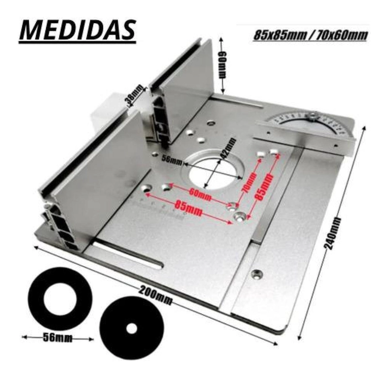 PLACA INSERCIÓN GUÍAS BANCO TRABAJO ROUTER FRESADORA ACERO - 3