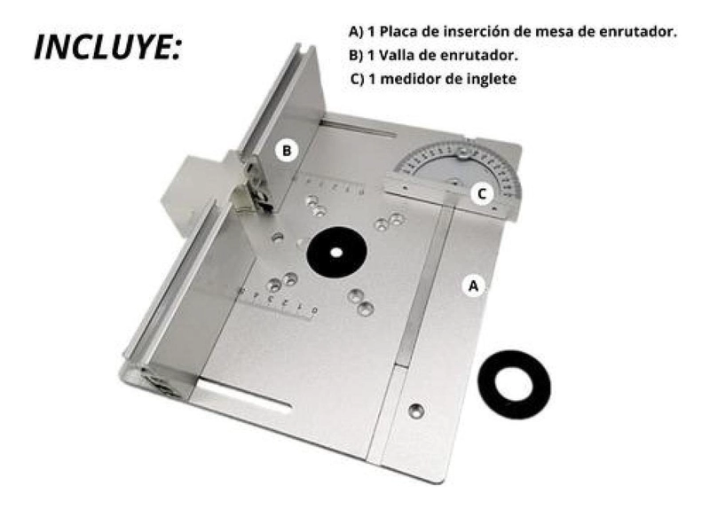PLACA INSERCIÓN GUÍAS BANCO TRABAJO ROUTER FRESADORA ACERO - 4