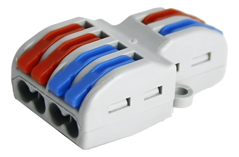 CONECTOR CABLEADO HEMBRA LINEAL 2E 4S GRIS RÁPIDO TIPO WAGO ENTRADA SALIDA MÚLTIPLES - 1