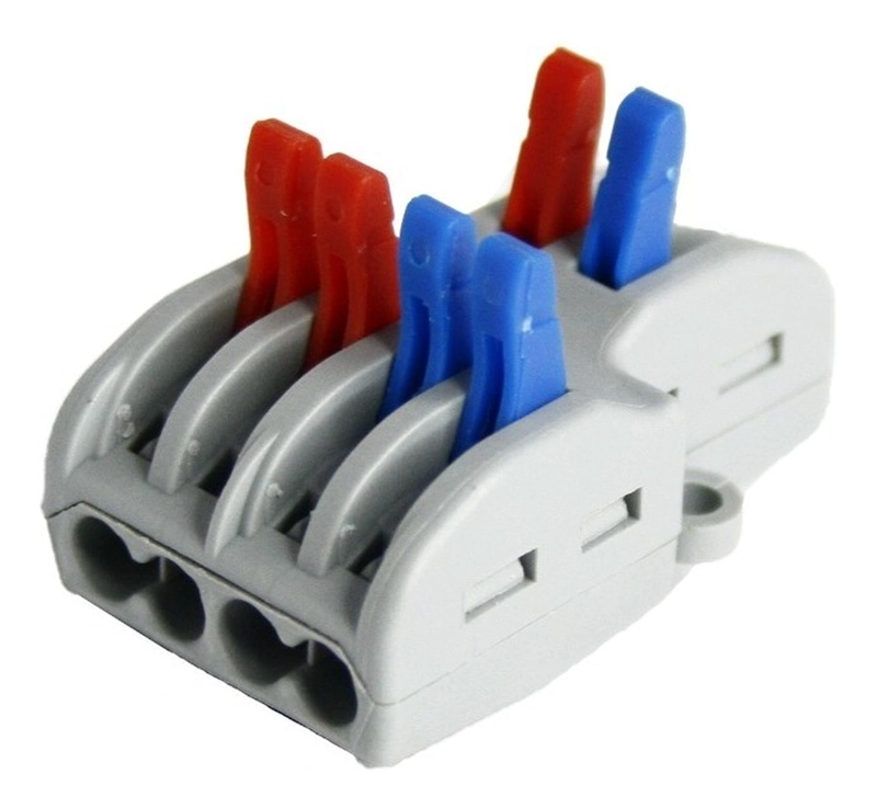 CONECTOR CABLEADO HEMBRA LINEAL 2E 4S GRIS RÁPIDO TIPO WAGO ENTRADA SALIDA MÚLTIPLES - 3