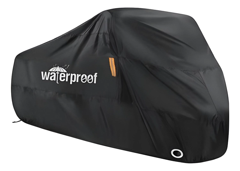 FUNDA DE BICICLETA Y MOTO CON ELASTICOS Y CORREA IMPERMEABLE - NEGRO - 1