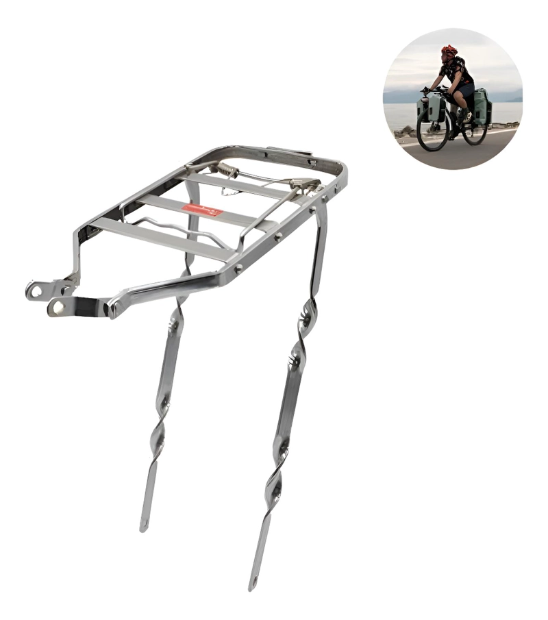 PARRILLA TRASERA BICICLETA MTB 26 TRANSPORTE ALFORJA ACERO - 1