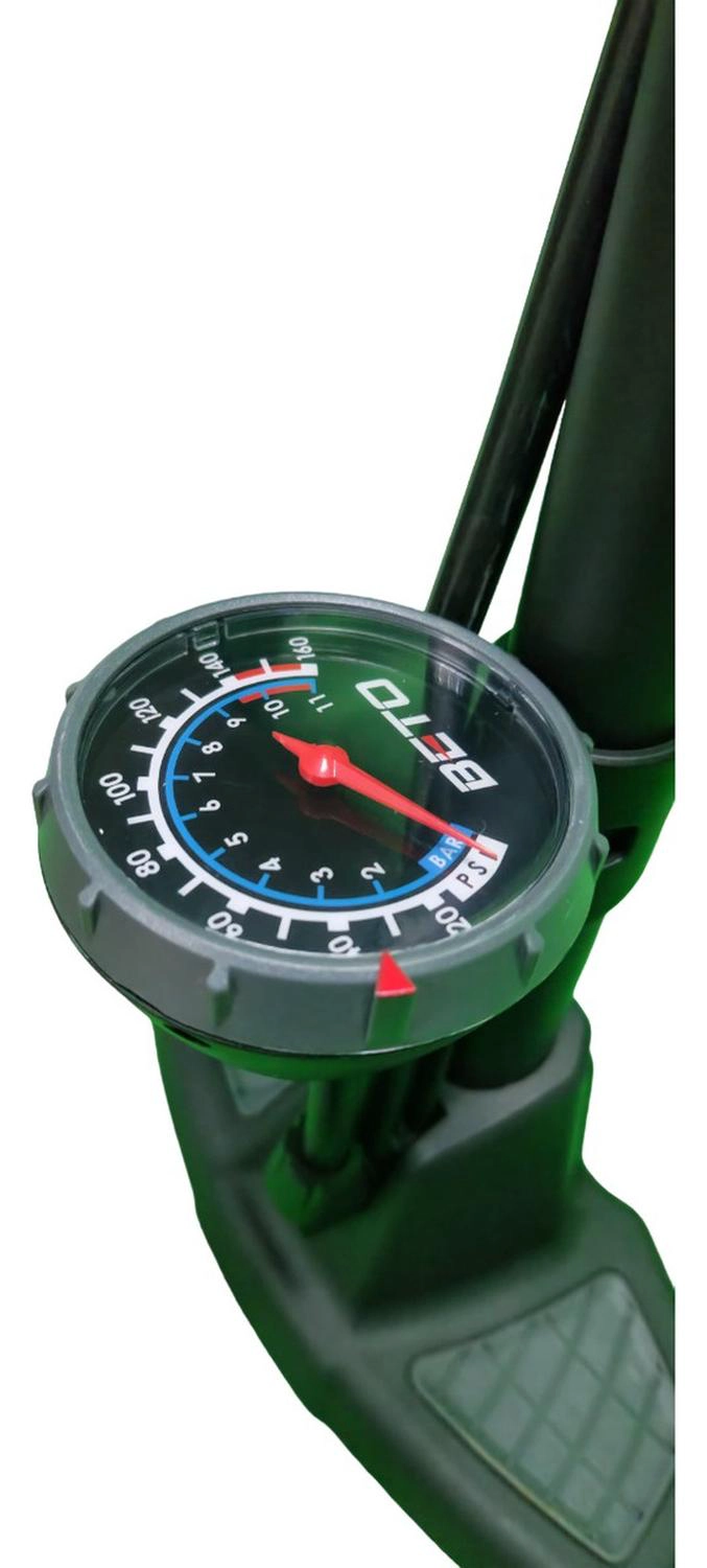 BOMBIN DE PIE BETO 160 PSI MANOMETRO VALVULA PRESTA/SCHRADER - NEGRO - 3
