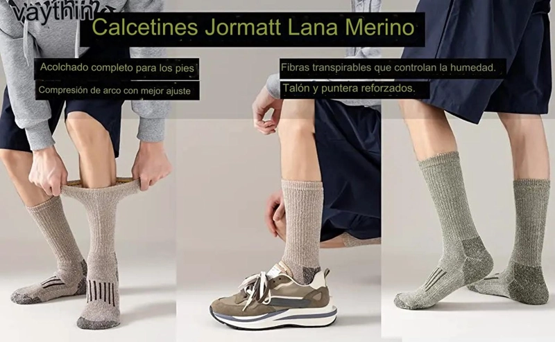CALCETAS 80% LANA OVEJA MERINO HOMBRE MUJER FRIO INVIERNO MERINO - 4