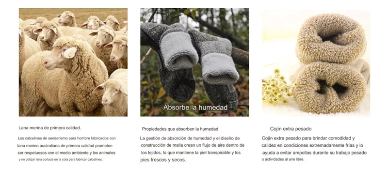 CALCETAS 80% LANA OVEJA MERINO HOMBRE MUJER FRIO INVIERNO MERINO - 5