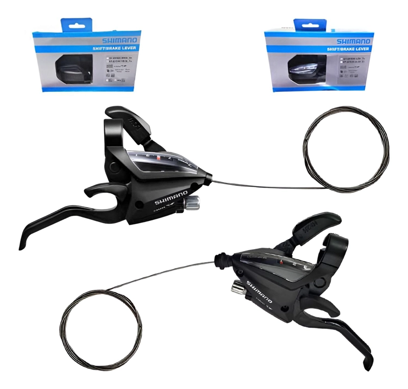 SET MANILLAS SHIMANO ST-EF500 CAMBIO SHIFTER FRENO 3X7V R L - 1
