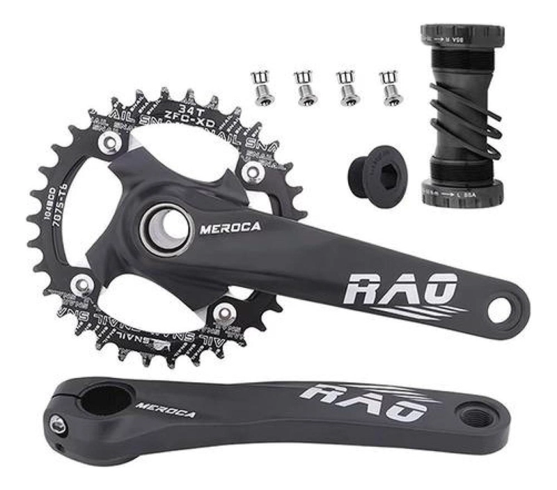 JUEGO VOLANTE PLATO BIELAS 170MM MOTOR BICICLETA MTB - 1